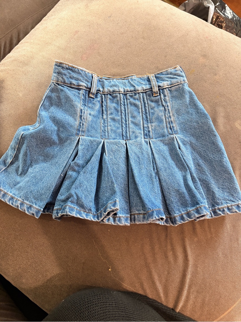 Nasty Gal Light Blue Denim Pleated Mini Skirt